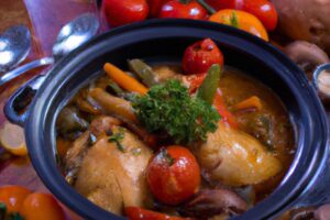 Chicken potjie made in a normal pot