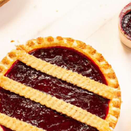 south african jam tart with three pastry lines
